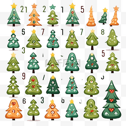 数学图片_卡通圣诞树计数游戏