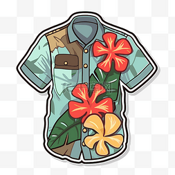 卡通夏威夷背景图片_白色背景上的贴纸，带有夏威夷衬