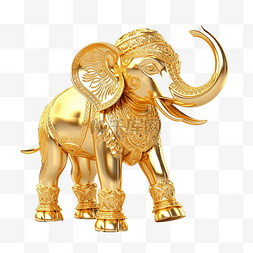 品格塑造图片_金色大象雕像与剪切路径