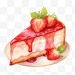 水彩草莓芝士蛋糕