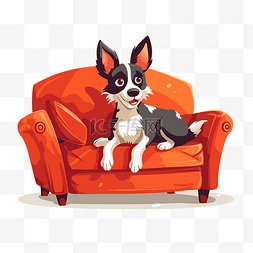 坐在沙发上的狗狗图片_沙发上的狗 向量