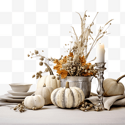 秋季乡村餐桌感恩节或秋季收获餐