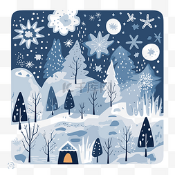 圣诞节卡通贴纸图片_飘落的雪 向量
