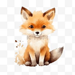 水彩狐狸图片_可爱的水彩狐狸