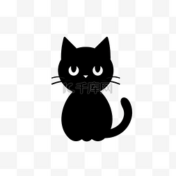 黑猫图片_手绘卡通黑猫