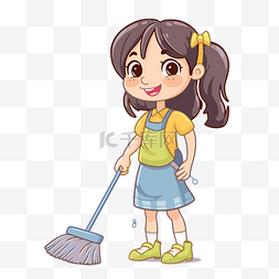 女孩打扫卫生图片_干净的餐具剪贴画卡通女孩为孩子