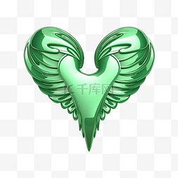 有翅膀的心图片_带翅膀的绿色心