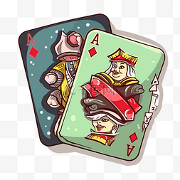 卡通扑克牌与黑桃皇后国王和杰克