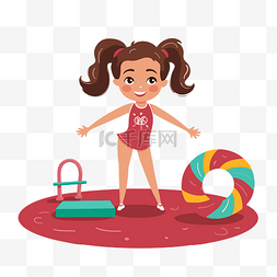 体操剪贴画可爱的女孩在红色夏天