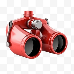 手探索图片_红色双筒望远镜，带眼睛隔离 3D 
