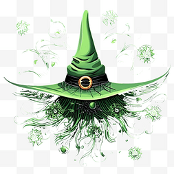 绿色抽象背景设计图片_万圣节女巫帽子绿色女巫帽子蜘蛛
