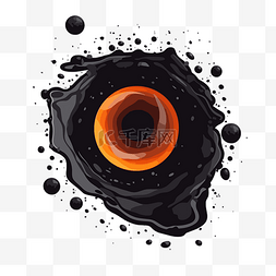 黑洞剪贴画黑色斑点溅与橙色油溅