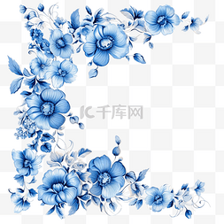 藍色花卉邊框
