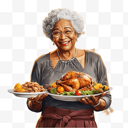 充满爱心的非洲裔美国祖母在庆祝