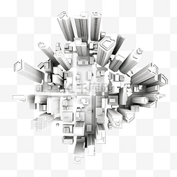 白色三维背景图片_大城市商业建筑城市基础设施ai生