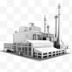 中式大屋顶图片_工业厂房的 3d 插图代表工厂建筑