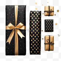 纸壳手工制作图片_金色和黑色的圣诞系列包装纸