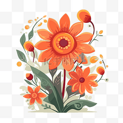 花朵橙色图片_矢量花