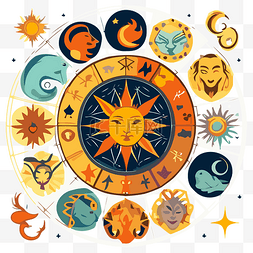 占星剪贴画占星符号与太阳和月亮