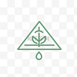 绿色极简背景图片_带有下降标志和叶子的绿色三角形