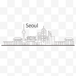 城市建筑图片_韩国首尔天际线城市线条