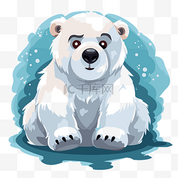 水边卡通背景图片_可愛的北極熊