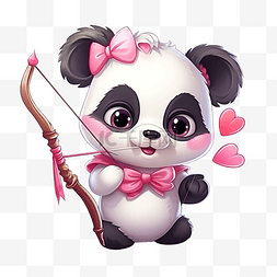 丘比特弓图片_可爱的熊猫丘比特射弓