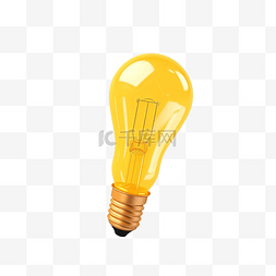明亮的灯泡图片_3d 指向手指与黄色灯泡孤立的想法