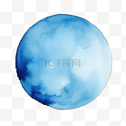 蓝色自然色水彩颜料染色背景圆圈