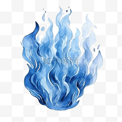 水彩画炽热的蓝色火焰火火球插画