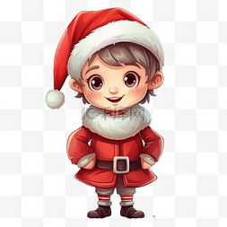 穿着冬季服装图片_穿着圣诞老人服装的可爱圣诞小男
