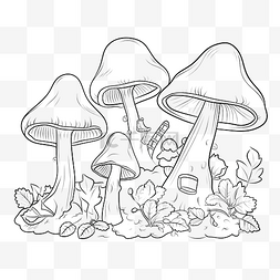 适合儿童和成人的蘑菇着色书在森