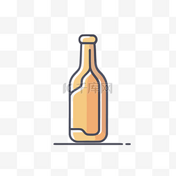白色表面上啤酒瓶的线条图标 向