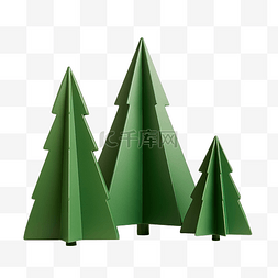 绿色圣诞树套装简单最小形状枞树