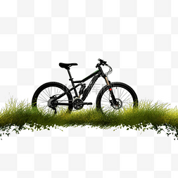 草地上的自行车剪影隔离png文件