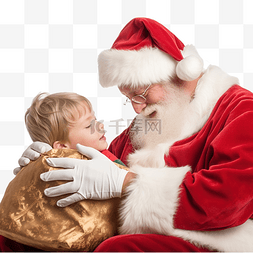 特写圣诞老人的手给熟睡的孩子送