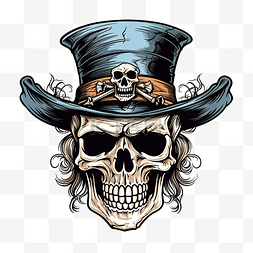 卡通人头图片_骷髅骷髅和交叉骨在海盗三角帽项
