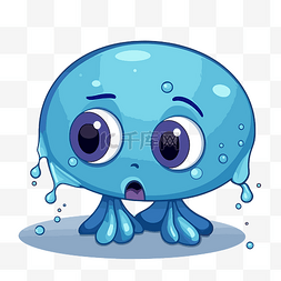 蓝色剪贴画 蓝色章鱼在游泳时感