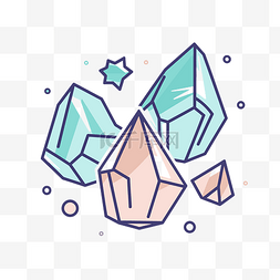 钻石与晶体分离插画设计 向量