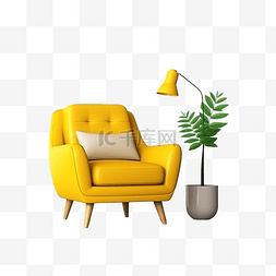 黄色沙发舒适椅子装饰