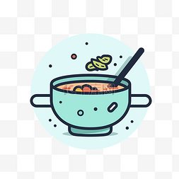 一个用勺子盛在碗里的汤的图标 