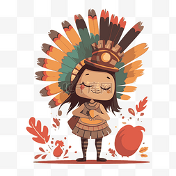 感恩的剪贴画可爱的墨西哥印第安