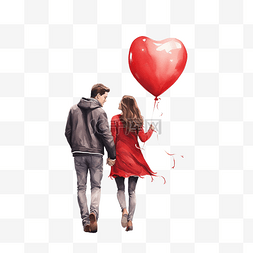 心形气图片_情侣与气球氦气