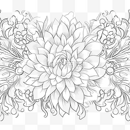 抽象图案图片_美丽的单色插图，用于带有线性花