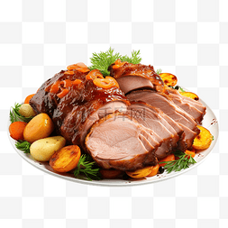 感恩节美味可口的烤肉猪肉配蔬菜