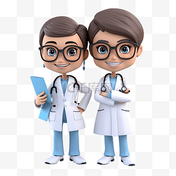 医生和卫生工作者 3d 人物插图