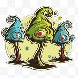 三棵松树树图片_三棵长着眼睛的树剪贴画 向量