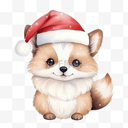 快乐的动物角色，戴着圣诞帽，可