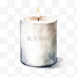 白蜡烛图片_水彩蜡烛白