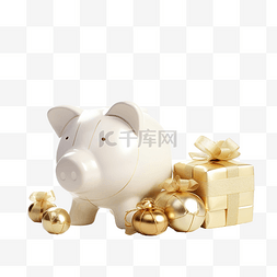 节日圣诞节金融储蓄概念白色存钱